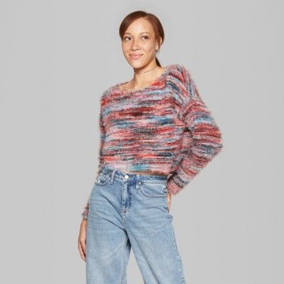 New WILD FABLE Striped Fuzzy Pullover Sweater NWT - Picture 3 of 8